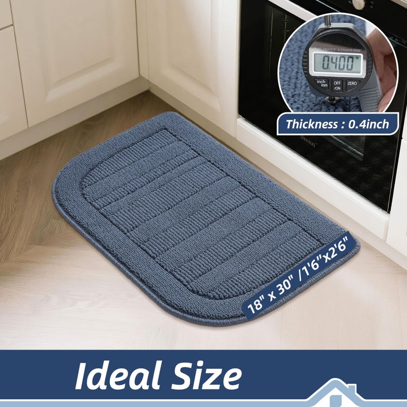 BEQHAUSE 30x18 Inch Kitchen Rug Mat Durable Kitchen Rugs Non-Slip Washable Absorbent Kitchen Mats for Floor Dirt-Resistant Semicircular Kitchen Mat (Blue) - Image 3